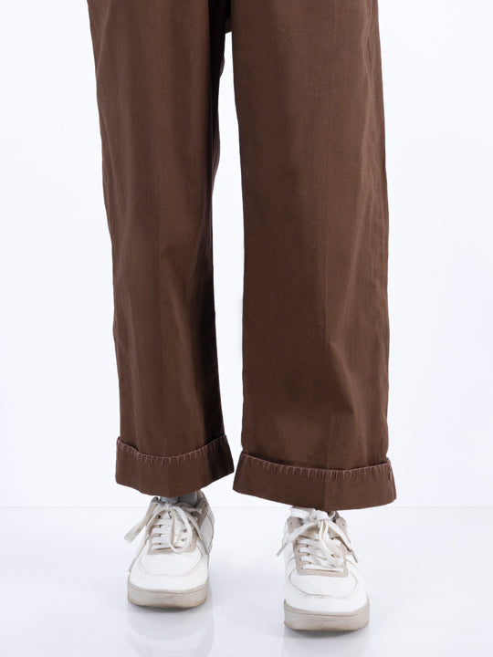 Dark Brown Cambric Girl Trousers - ALT-T-1026