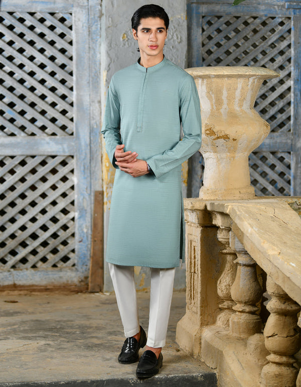 Blended Green Kurta - J. Junaid Jamshed