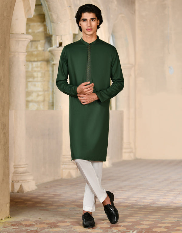 Blended Green Kurta - J. Junaid Jamshed