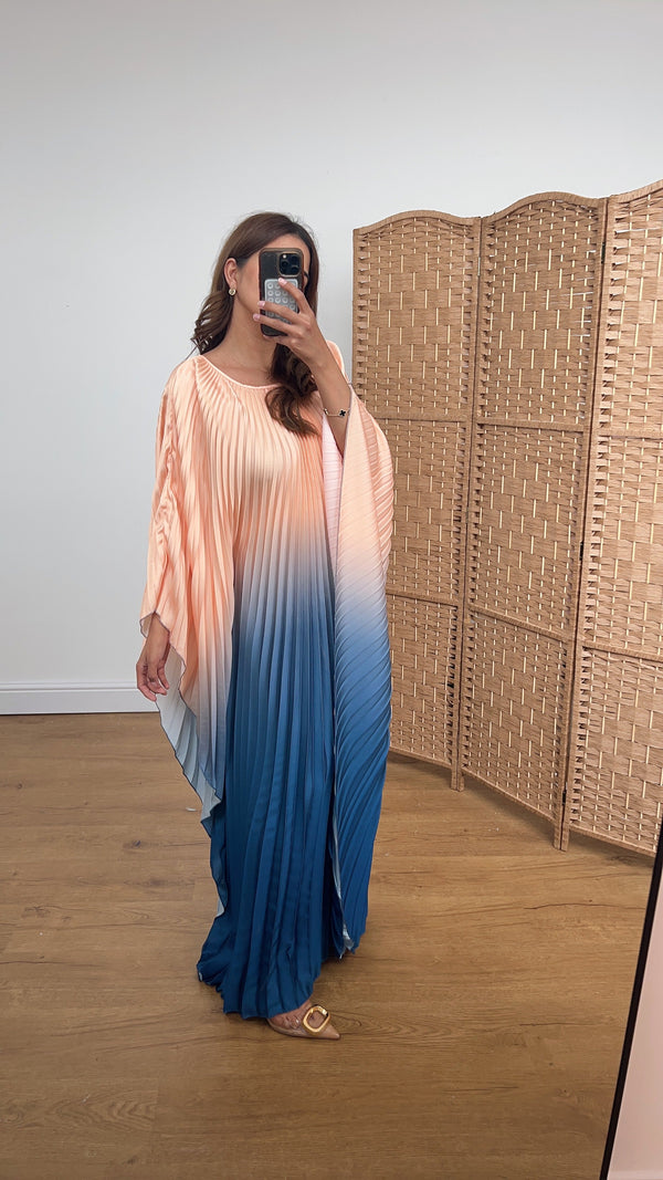 Ivana ombre dress in coral/blue