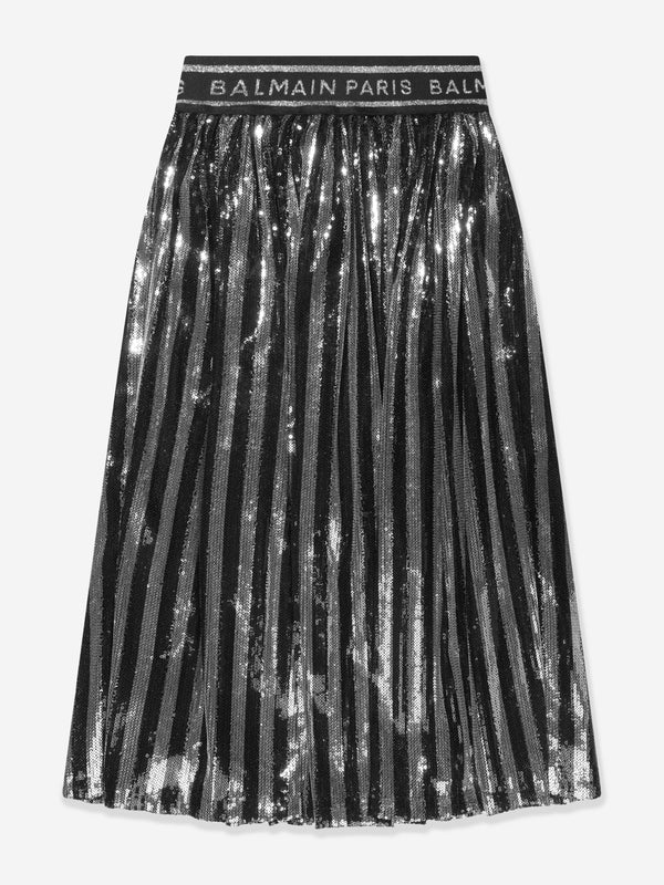 Girls Pleated Skirt in Silver