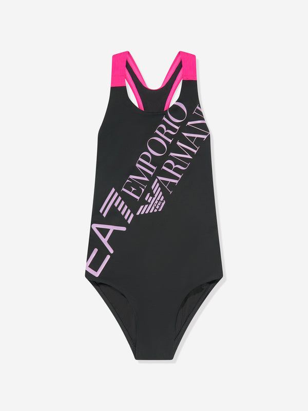 Girls Logo Swimsuit in Black