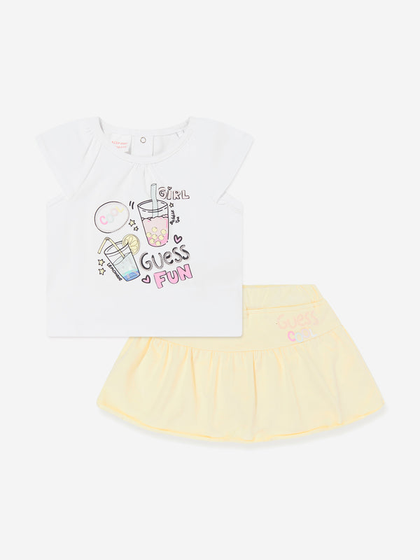 Baby Girls Skirt Set in White