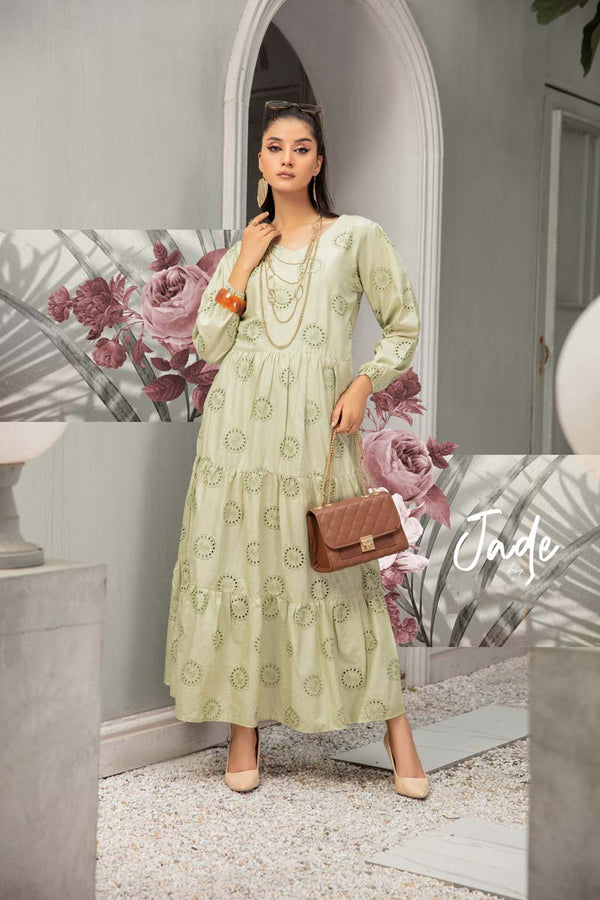 Ethnic PK Chikan Kari Embroidered Long Ladies Kurti Green