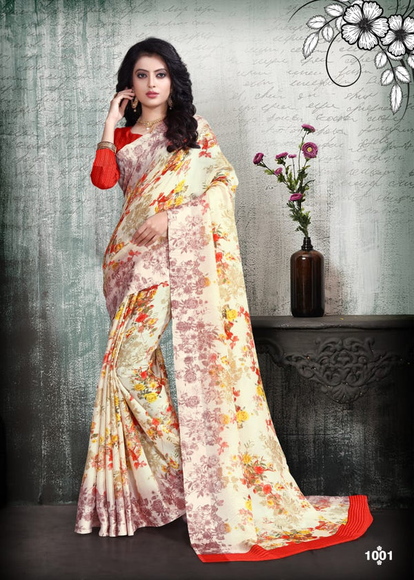 Fashionable Jute Satin Silk Saree