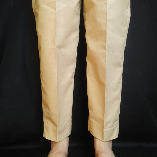 Straight Capri Trousers Plain Beige