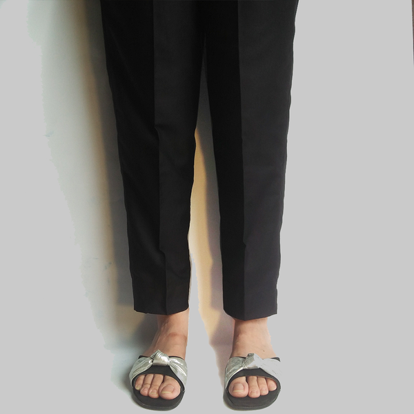 Straight Capri Trousers Plain Black