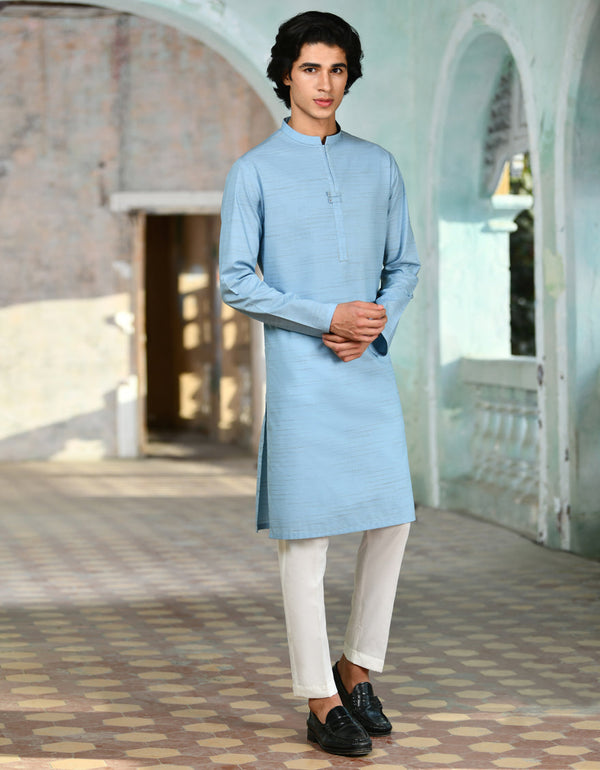 Blended Blue Kurta - J. Junaid Jamshed