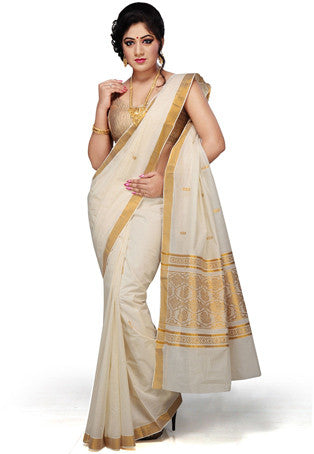 Kerala Onam Saree with Golden Border