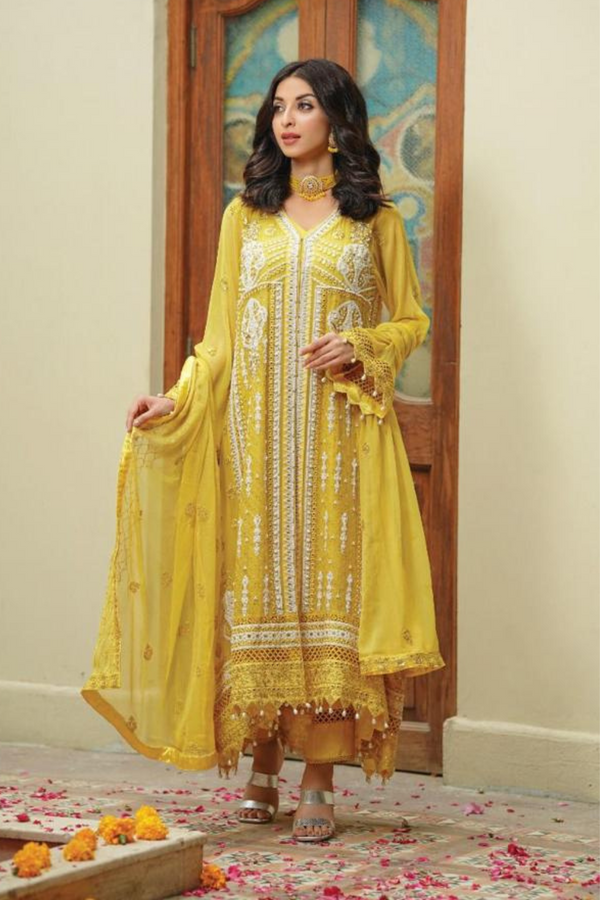 Lush Embroidered Chiffon 3 Piece Suit L-121