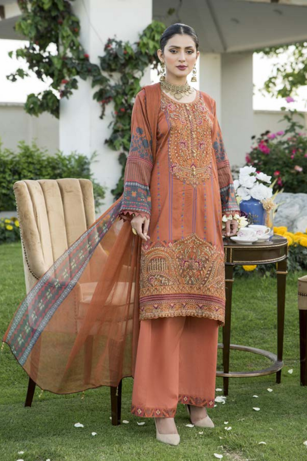 Munira Designer Embroidered Lawn 3 Piece Suit MSL79