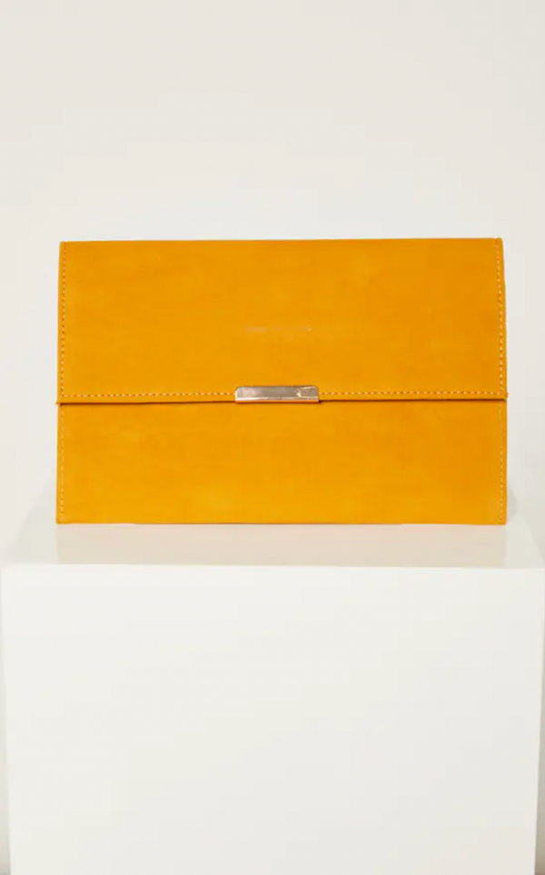 Suede Envelope Clutch with Gold lock